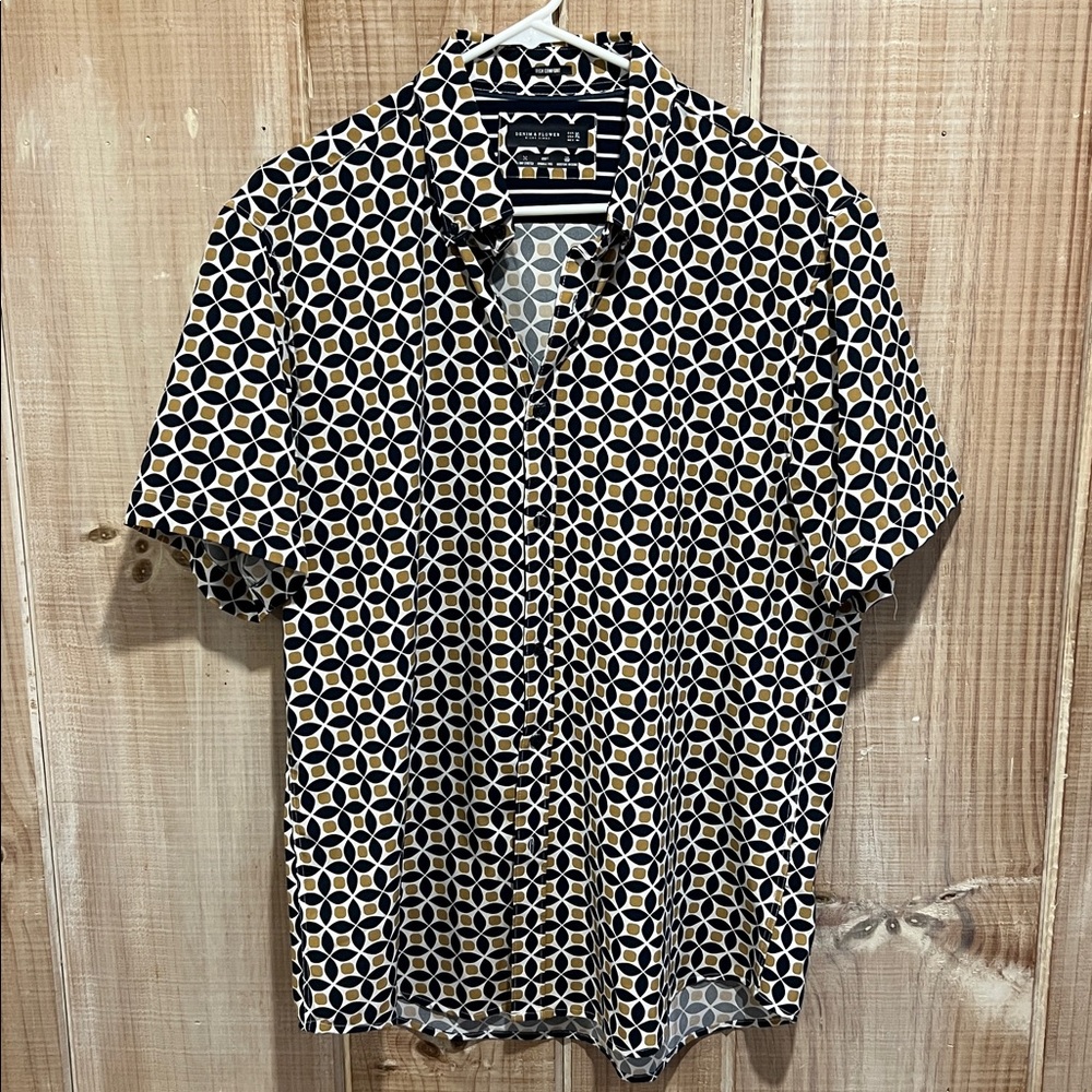 Denim & Flower Navy and Gold Patterned Shirt